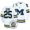 michigan wolverines dylan duke 100th anniversary white hockey jersey scaled