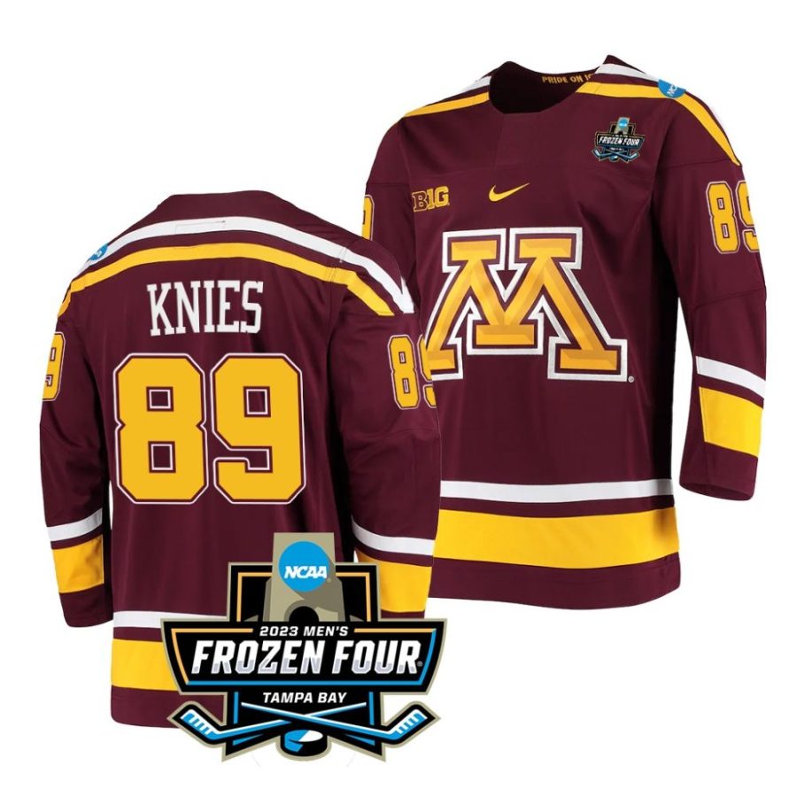 minnesota golden gophers matthew knies 2023 ncaa national championship maroon ice hockey jersey scaled